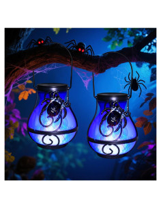 Paquete de 2 Linternas Solares de Araña para Halloween