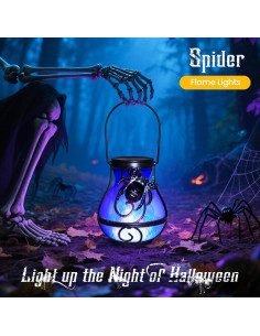 Paquete de 2 Linternas Solares de Araña para Halloween 2