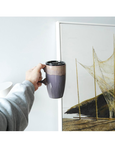 Taza de Viaje Cerámica Bosmarlin 532 ml Púrpura Profundo