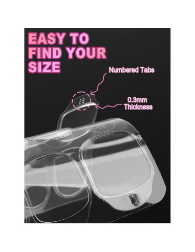 300 Pestañas Adhesivas para Uñas EBANKU Ultra Finas 15 Tamaños