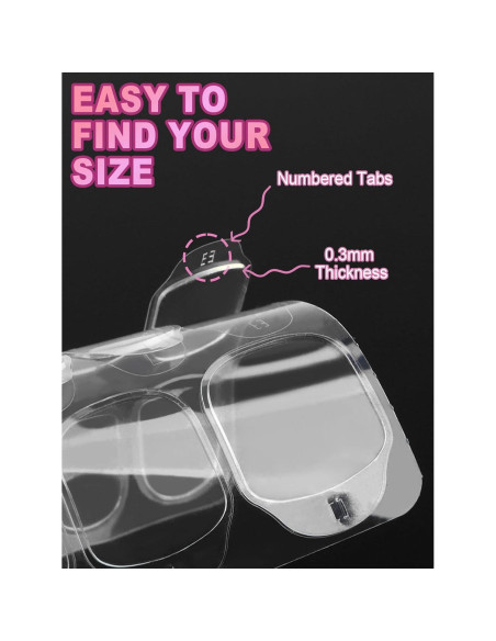 300 Pestañas Adhesivas para Uñas EBANKU Ultra Finas 15 Tamaños