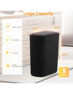 Basurero automático LJIACLEA 5 galones negro con sensor 2