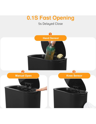 Basurero automático LJIACLEA 5 galones negro con sensor