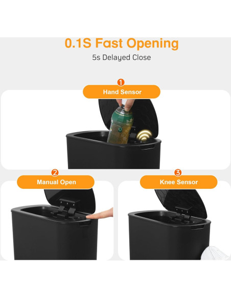 Basurero automático LJIACLEA 5 galones negro con sensor