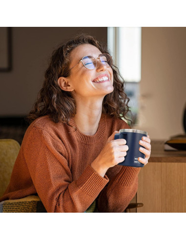 Taza de Café Aislada al Vacío WETOWETO 414 ml Azul Marino