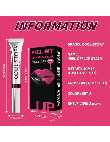 Set de 3 Tintes Labiales Peel-Off BAISEN DIARY - Hidratantes