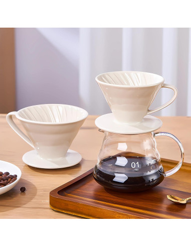 Goteador de Café SCULPRIV Cerámico Cono 357g con Filtros