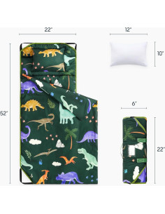 Esterilla de Siesta Dinosaurio Verde Oscuro Despertar en Nube 132x56cm 2