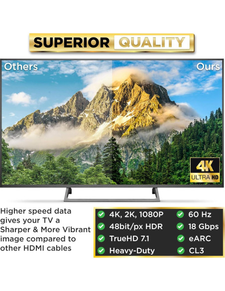 Cable HDMI PowerBear 4K 3 m Alta Velocidad con ARC