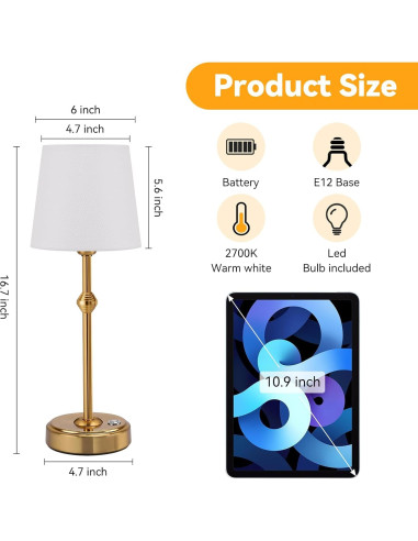 Lámpara de Mesa LED Inalámbrica KOZEOTA BTL001 4000mAh Bronce