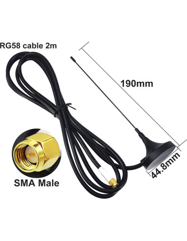 Antena 433 MHz Kaunosta 5dBi Omnidireccional 2M SMA