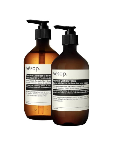 Set de Limpiador y Balsamo Corporal Aesop Geranio 478ml + 466ml