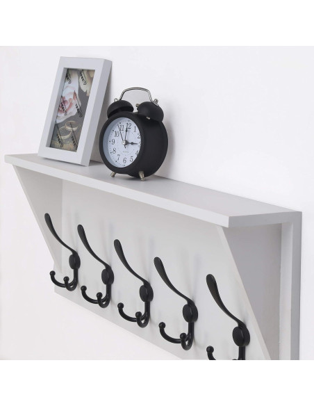 Estante de abrigo Dseap 60.96 cm con 5 ganchos triples - Madera