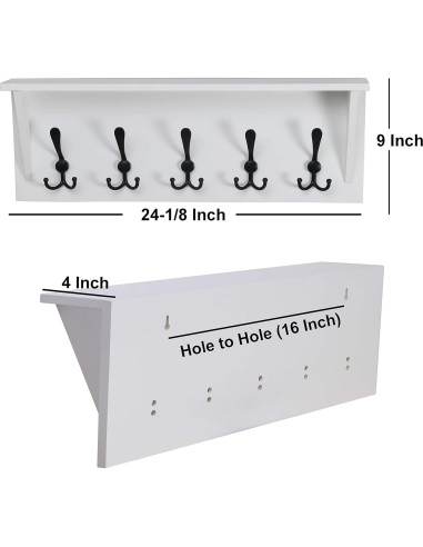 Estante de abrigo Dseap 60.96 cm con 5 ganchos triples - Madera