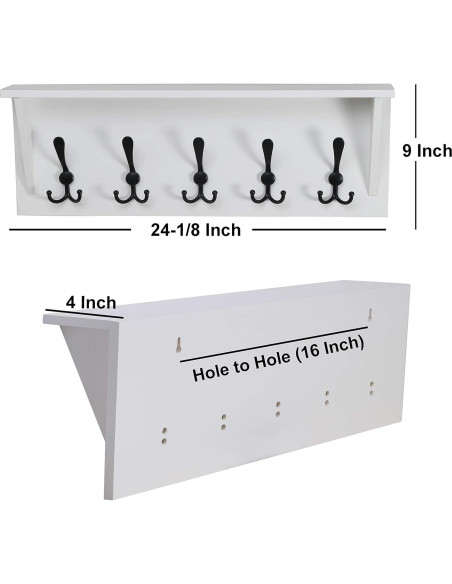 Estante de abrigo Dseap 60.96 cm con 5 ganchos triples - Madera