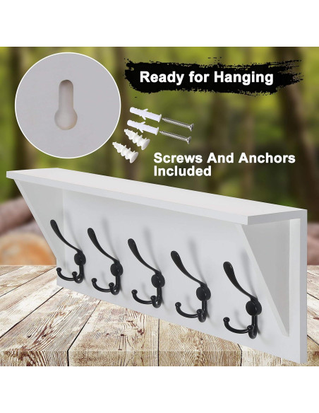 Estante de abrigo Dseap 60.96 cm con 5 ganchos triples - Madera