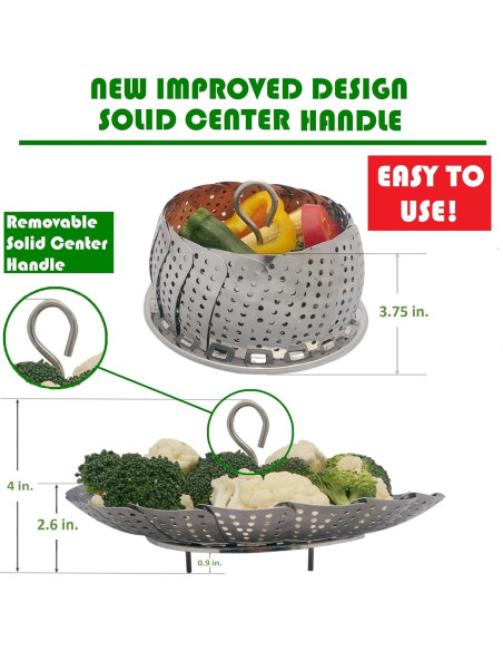 Cesta de Vapor Vegetal Kitchen Deluxe - Acero Inoxidable 21.2 cm