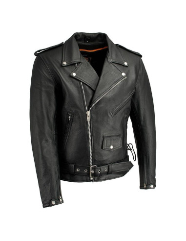 Chaqueta de motocicleta de cuero Milwaukee Leather LKM1781 negra