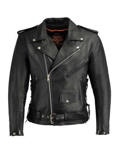 Chaqueta de motocicleta de cuero Milwaukee Leather LKM1781 negra