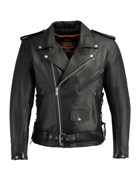 Chaqueta de motocicleta de cuero Milwaukee Leather LKM1781 negra
