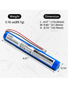 Batería recargable 3.7V 4000mAh Li-ion Elxjar 2-Pack JST 2