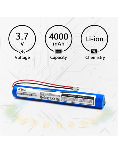 Batería recargable 3.7V 4000mAh Li-ion Elxjar 2-Pack JST