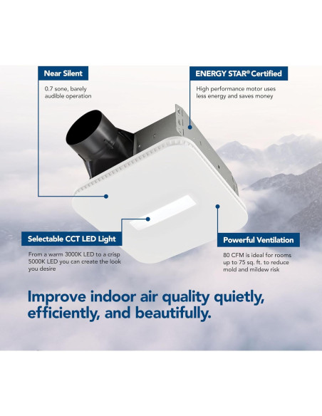 Ventilador de Baño Broan-NuTone AER80CCTK 80 CFM LED Blanco