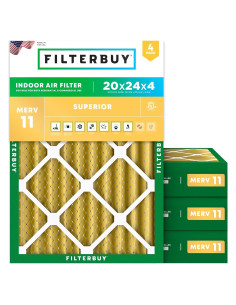Filtro de Aire Filterbuy 20x24x4 MERV 11 Paquete de 4