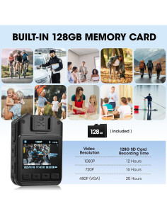 Cámara Corporal WEIIBDIE T1D 1080P con Audio y Visión Nocturna 2