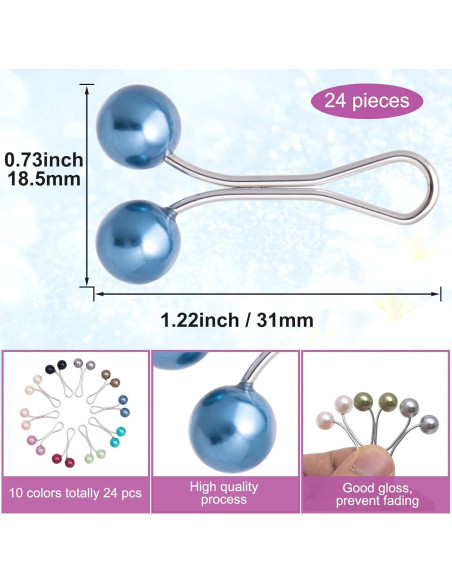 Pines de Hijab para Mujeres - 24 Clips de Bufanda en Forma de U