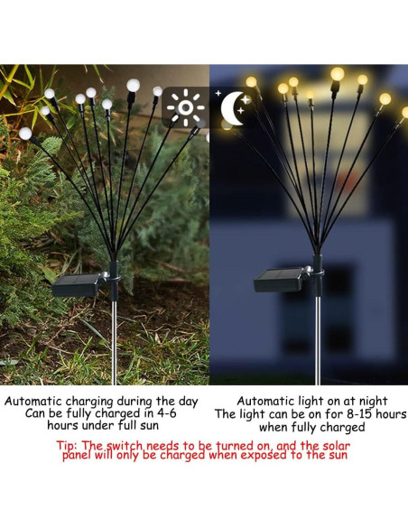 Luces Solares de Jardín JURASNOW 10 LEDs IP65 2PCS