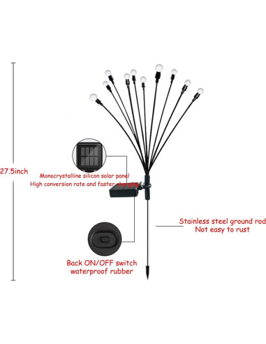 Luces Solares de Jardín JURASNOW 10 LEDs IP65 2PCS