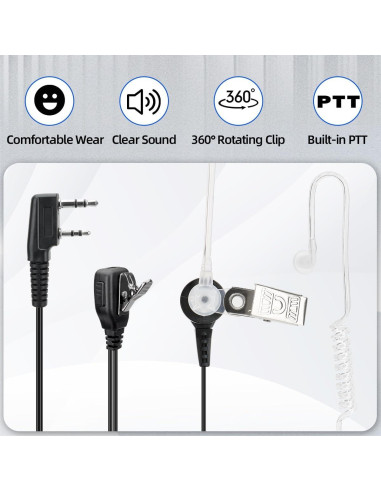 Auriculares Baofeng 2 Pin con Micrófono para Walkie Talkie