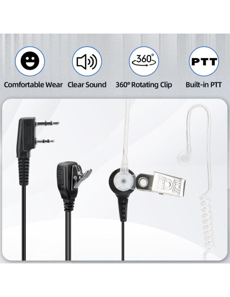 Auriculares Baofeng 2 Pin con Micrófono para Walkie Talkie