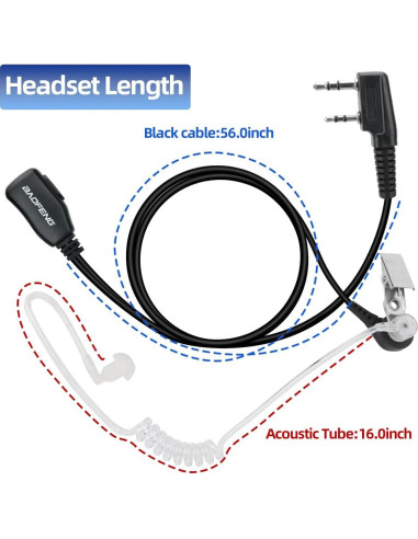 Auriculares Baofeng 2 Pin con Micrófono para Walkie Talkie