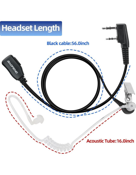 Auriculares Baofeng 2 Pin con Micrófono para Walkie Talkie