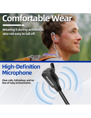 Auriculares Baofeng 2 Pin con Micrófono para Walkie Talkie