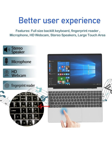 Portátil MTWZMM 15.6" FHD, Celeron N5095, 8GB RAM, 256GB SSD