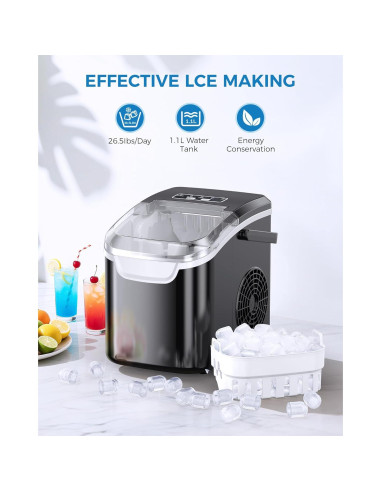 Fabricador de Hielo COWSAR HZB-12, 12.02 kg/24h, Portátil