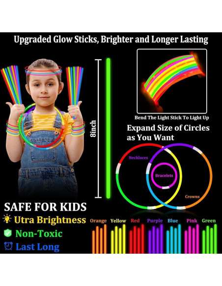 Palitos Brillantes TURNMEON 500 Piezas 20 cm 7 Colores