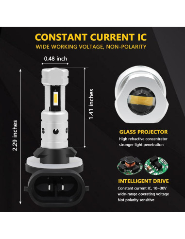 Bombillas de Niebla LED PHINLION 881 Amarillo 3000K - 3800 Lúmenes