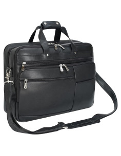 Maletín de Negocios Texbo de Cuero para Laptop 17.3" Negro