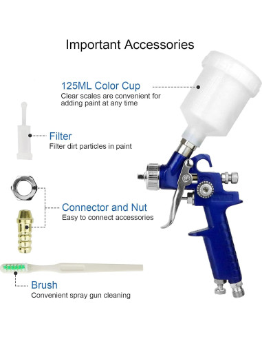 Pistola de Pulverización HVLP Tosucs H2000 1.0mm 125ml