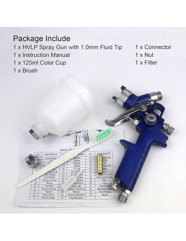 Pistola de Pulverización HVLP Tosucs H2000 1.0mm 125ml