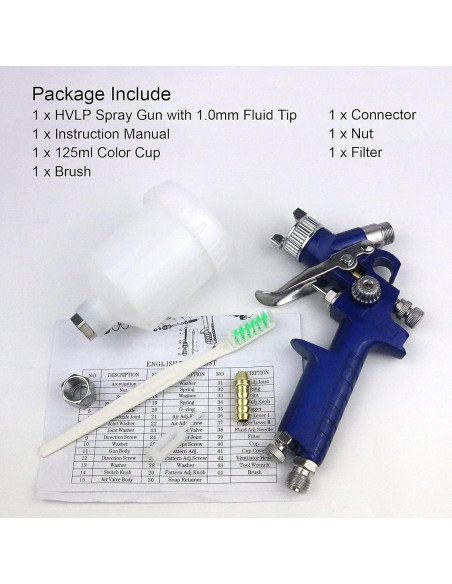 Pistola de Pulverización HVLP Tosucs H2000 1.0mm 125ml
