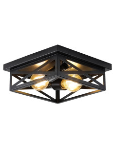 Luz de Techo Montada en Superficie DIKAIDA 2 Luces Negro