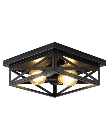 Luz de Techo Montada en Superficie DIKAIDA 2 Luces Negro