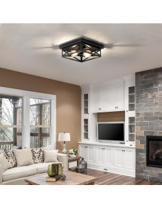 Luz de Techo Montada en Superficie DIKAIDA 2 Luces Negro 2