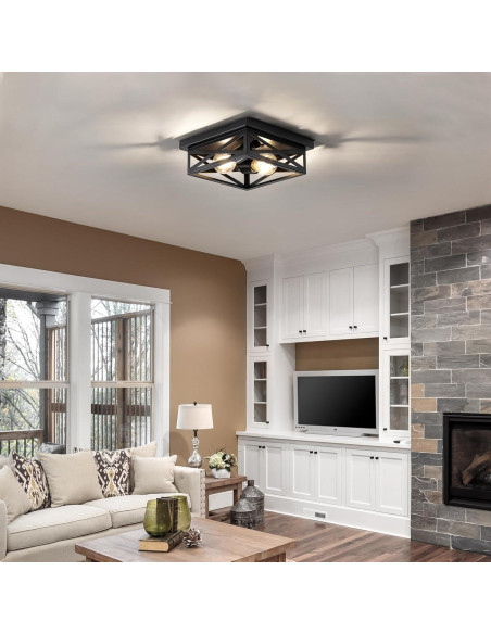 Luz de Techo Montada en Superficie DIKAIDA 2 Luces Negro