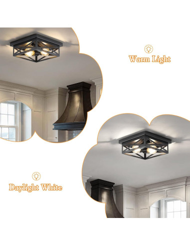 Luz de Techo Montada en Superficie DIKAIDA 2 Luces Negro